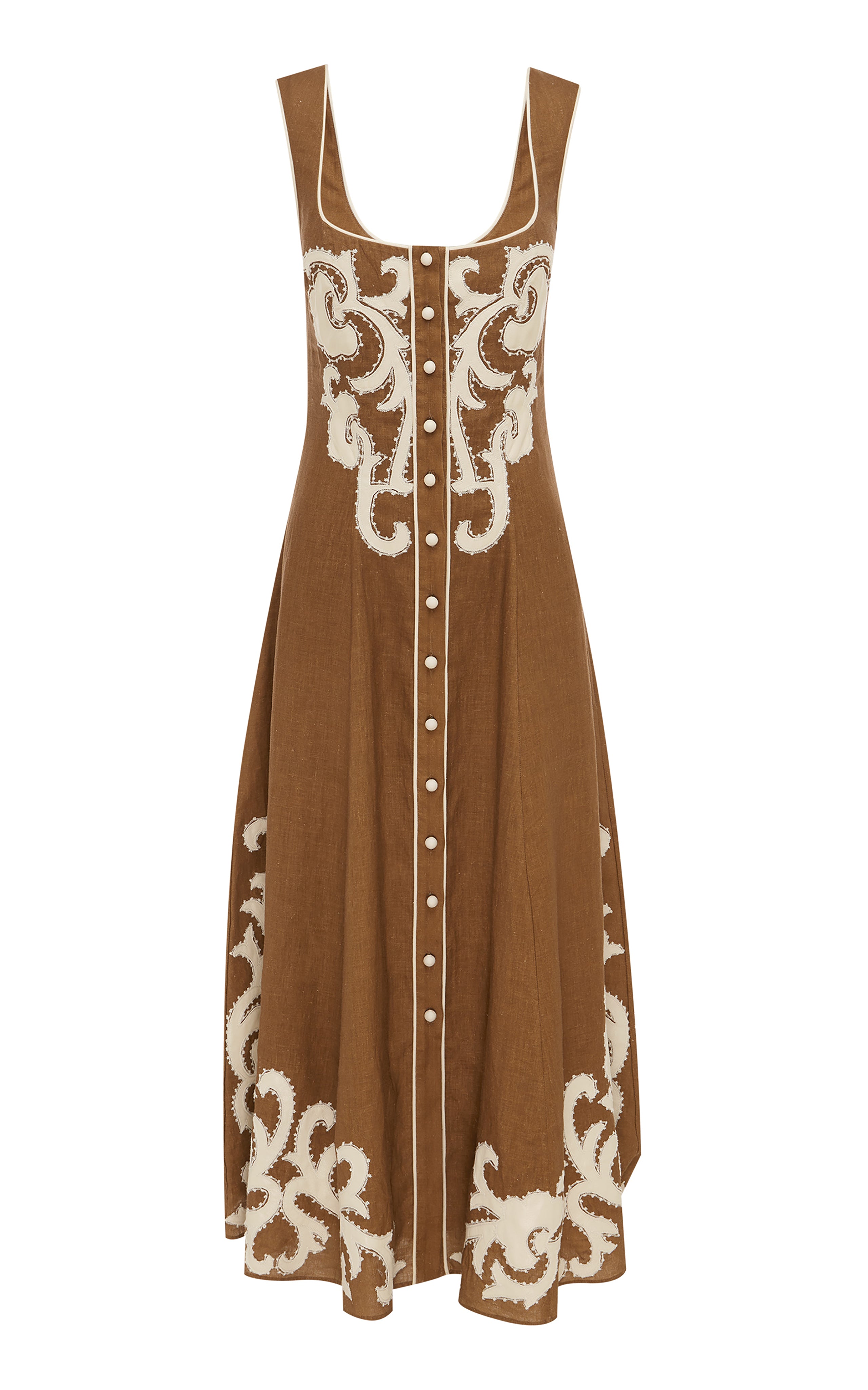 ALMAIS Ruby Applique Linen Midi Dress T ALMAIS Ruby Applique Linen Midi Dress T
