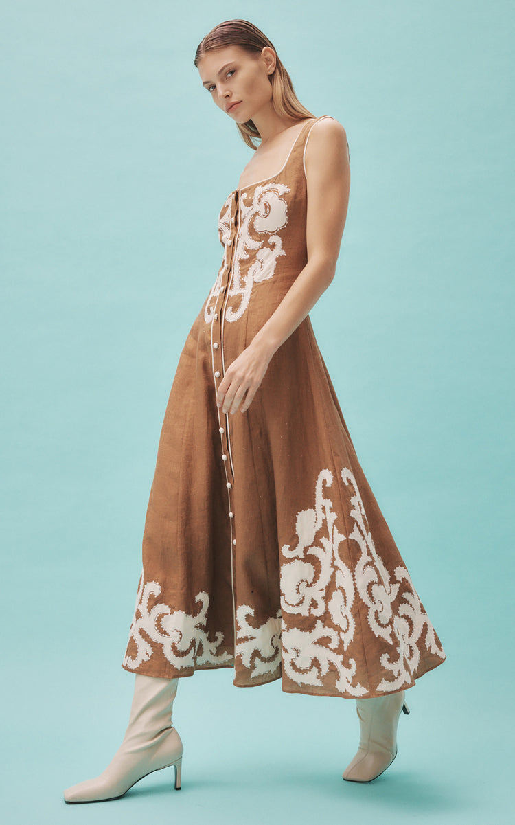 alemais dress sale Alemais Surrealist Ramie Shirtdress– Gallery Couture