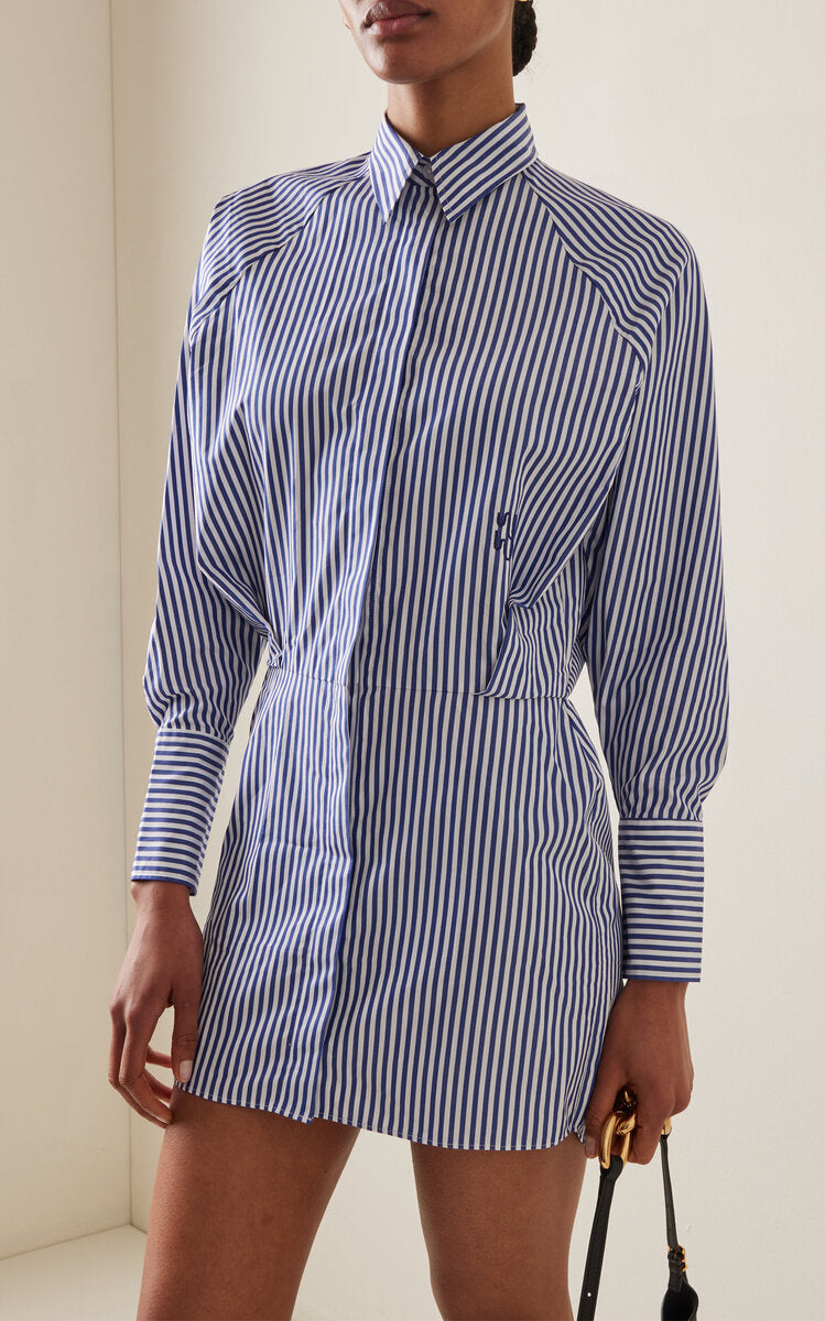 Pinstripe Cotton Mini Shirtdress