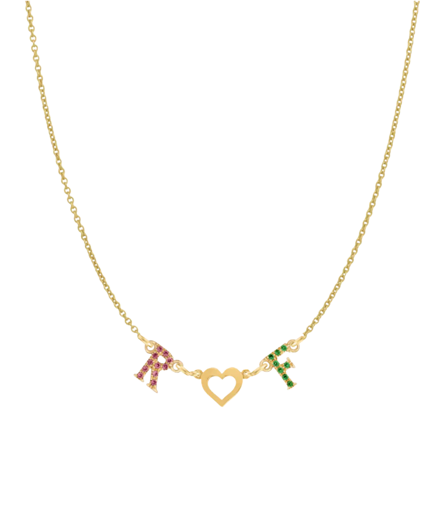 Rainbow Initial Heart Necklace