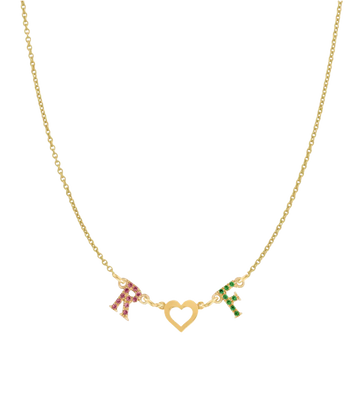 Rainbow Initial Heart Necklace