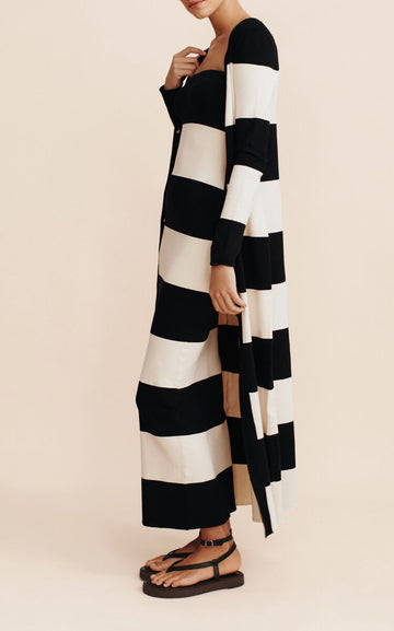 Theo Striped Jersey Maxi Cardigan Dress