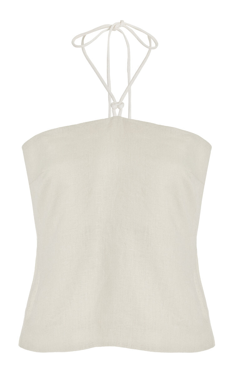 D'Orsay Corded Linen Halter Top