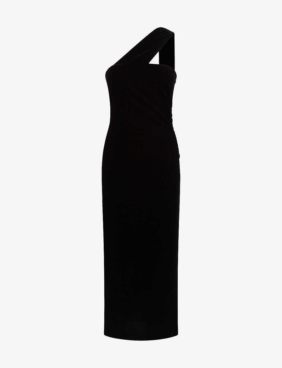 Abbey Velvet One-Shoulder Midi-Dress