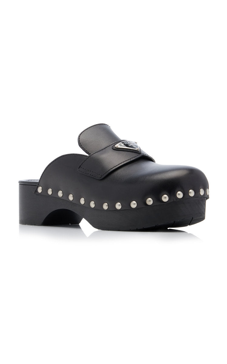 PRADA Studded Leather Clogs