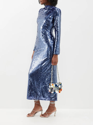 Back-Cutout Sequined Midi Dress