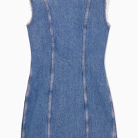 Paneled Denim Midi Dress