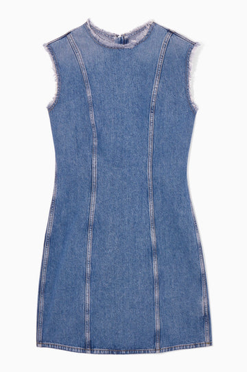 Paneled Denim Midi Dress