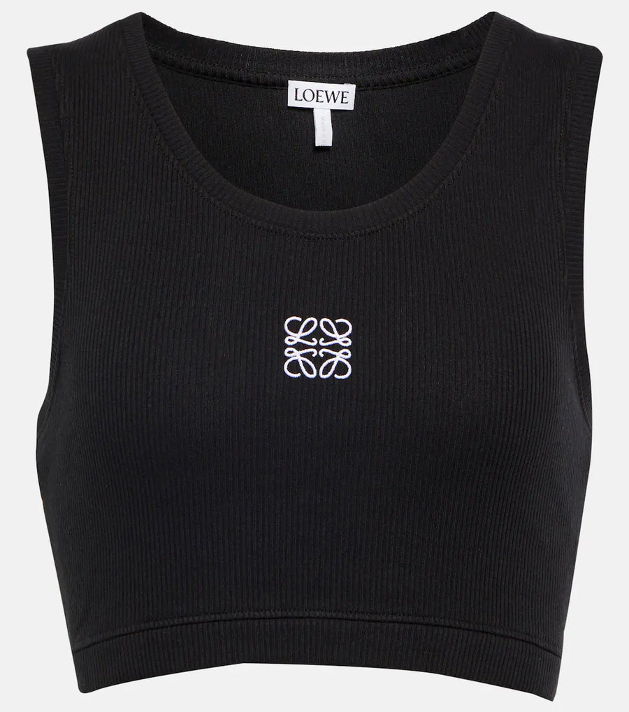 LOEWE Anagram Cropped Cotton Blend Tank