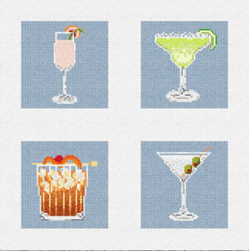 Cocktail Hour Needlepoint Coaster Ornament DIY Kit