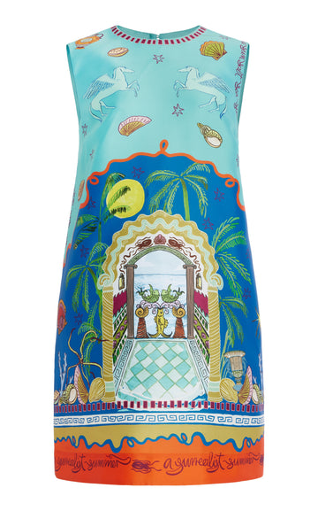 Surrealist Summer Crepe Mini Dress