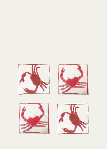 Amuse La Bouche Crab Linen Napkins, Set of 4