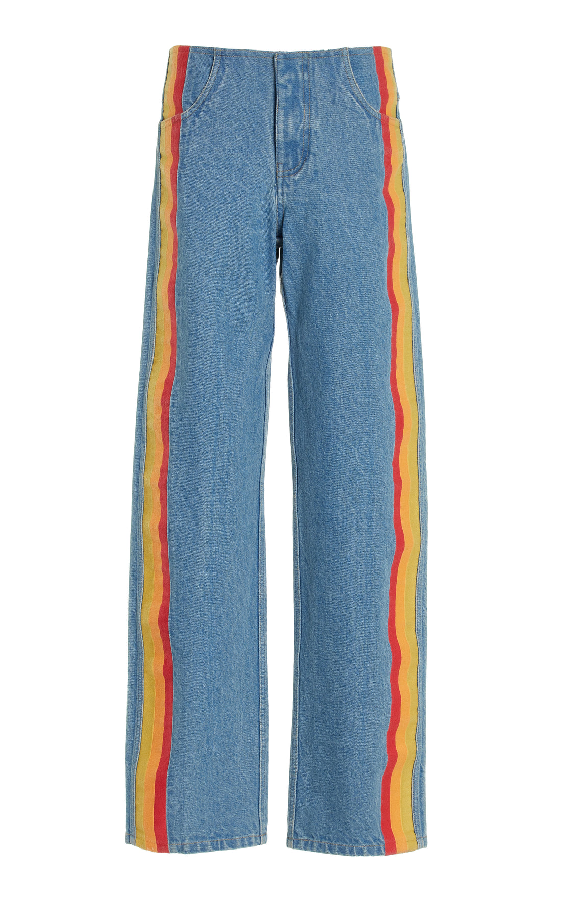 Deconstructed Rigid High-Rise Straight-Leg Jeans