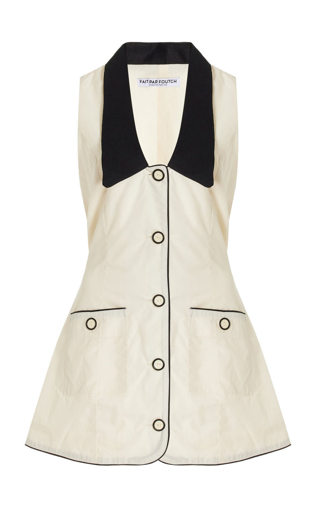 Adrienna Linen-Trimmed Cotton-Blend Tuxedo Mini Dress T Adrienna Linen-Trimmed Cotton-Blend Tuxedo Mini Dress T