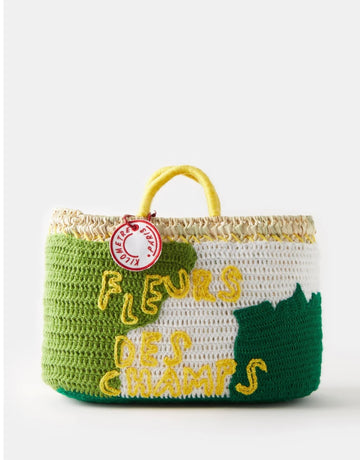 Fleurs des Champs Crocheted-overlay Basket Bag