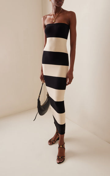 Theo Striped Jersey Strapless Maxi Dress