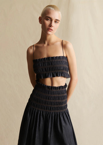 Adam Lippes Crop Top in Chambray