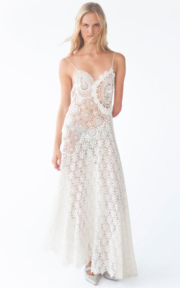 Dalia Asymmetric Crochet Maxi Dress