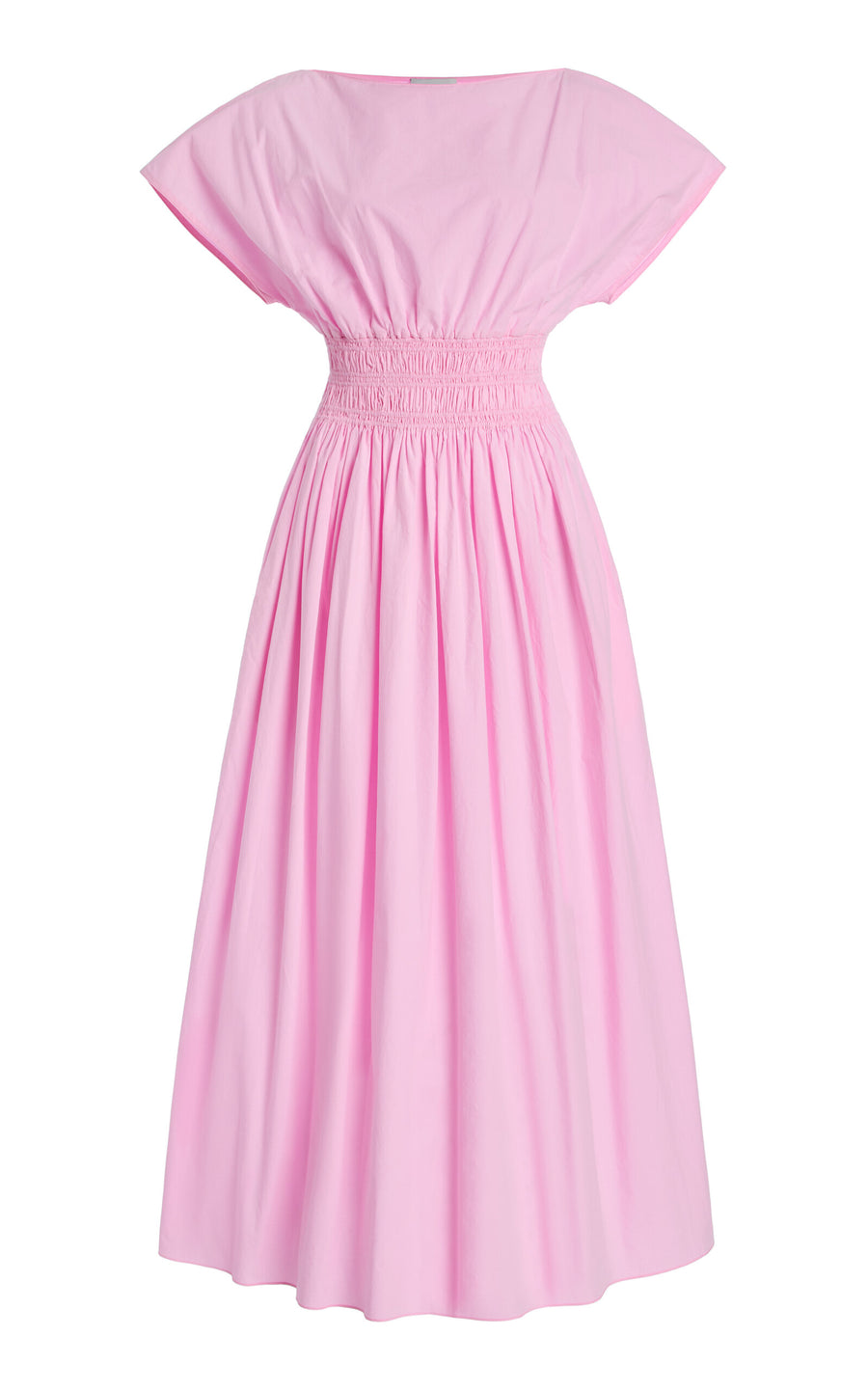 Shirred Cotton Midi Dress