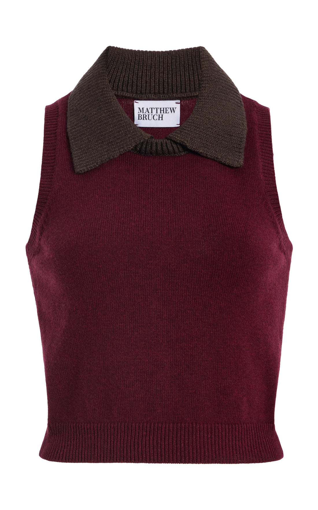 Combo Collar Knit Cropped Tank Top