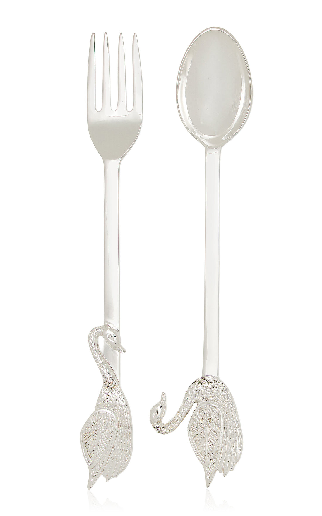 Swan Silver-Plated Serving Spoon and Fork