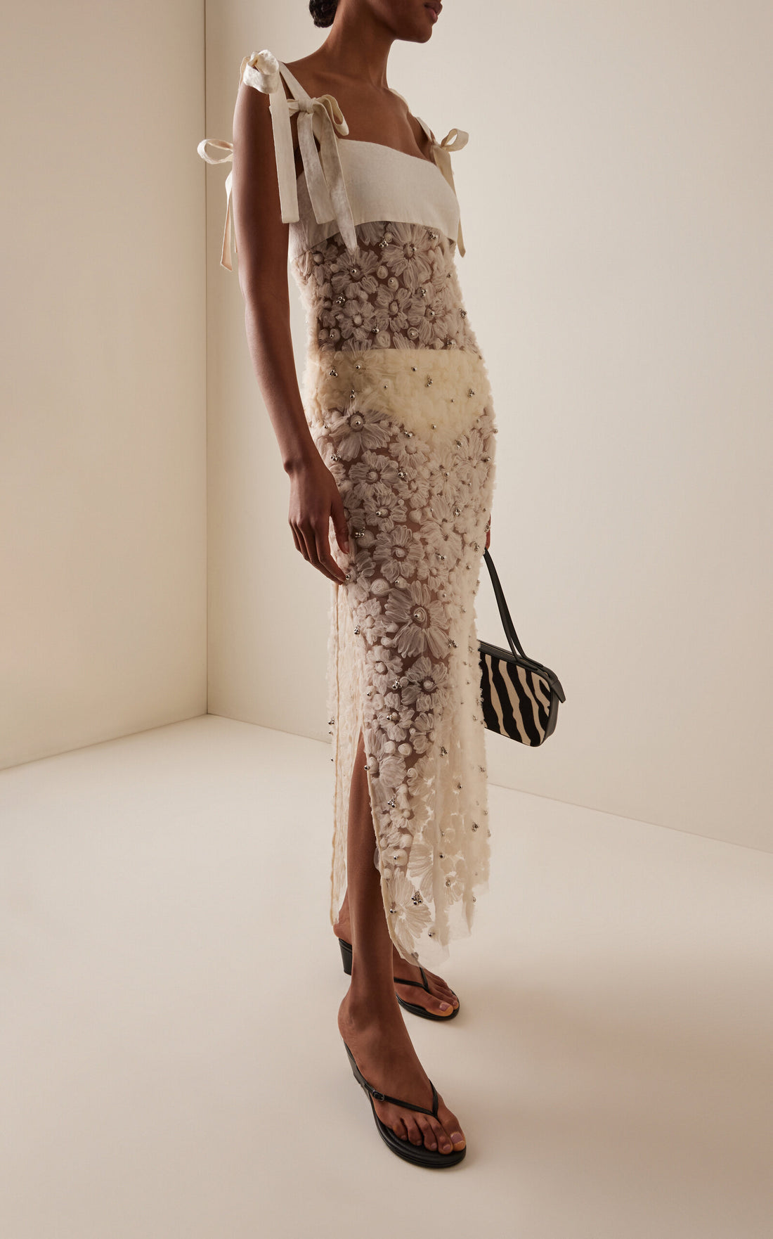 Tallula Floral-Appliquéd Tulle Midi Dress