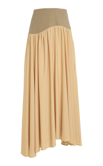 Long Wave Stretch-Crepe Skirt