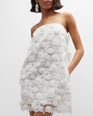 Raie Floral Appliqué Lace Dress