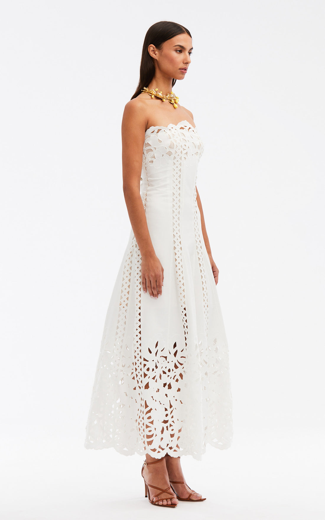 Strapless Guipure Lace Maxi Dress