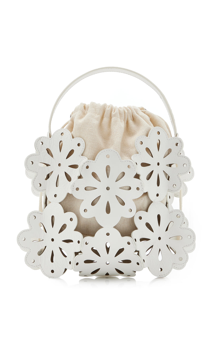 Flora Laser-Cut Leather Basket Bag